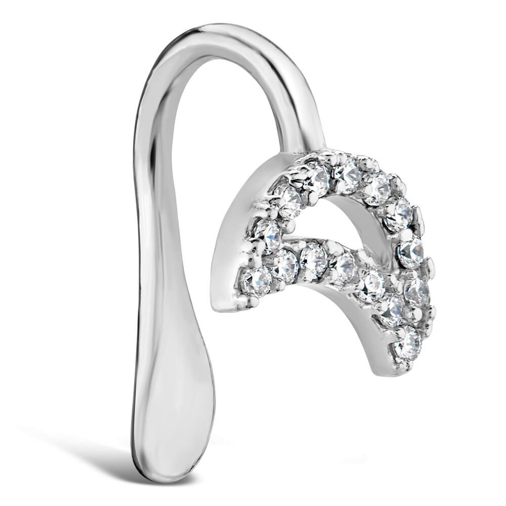 Sterling Silver Cubic Zircona Moon Single Cuff Earring