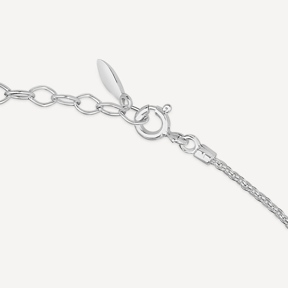 Sterling Silver Cubic Zirconia Flower and Cubic Zirconia Cluster Pearl Drop Necklet image number 3
