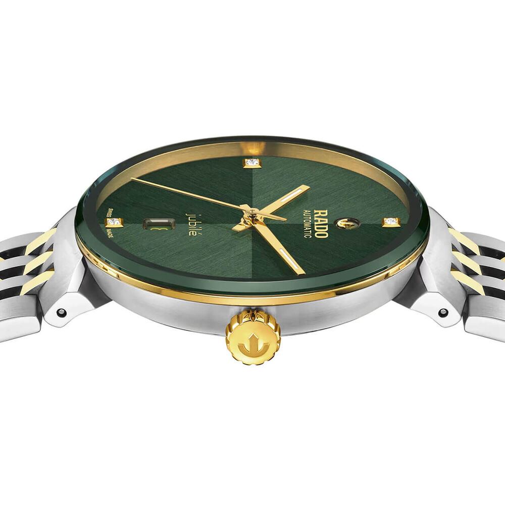 Rado Florence Automatic 39mm Green Dial Yellow Gold PVD Steel Bracelet Watch image number 3