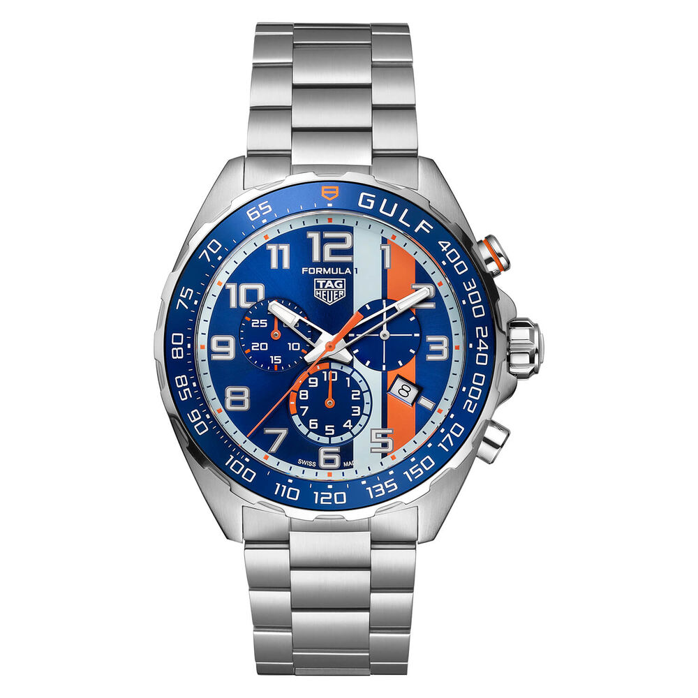 TAG Formula 1 Gulf 43mm Blue & Orange Dial Bracelet Watch