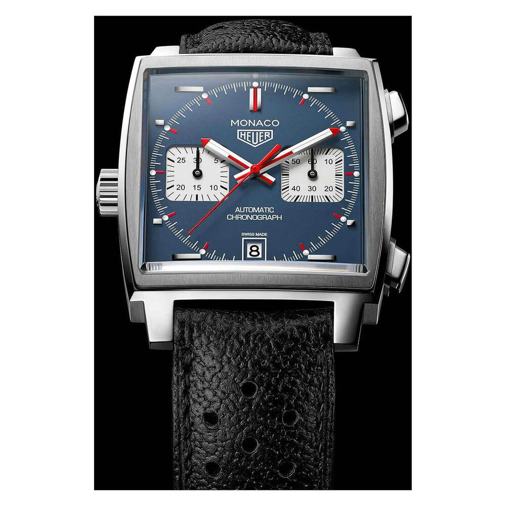 TAG Heuer Monaco Black Leather 39mm Men's Watch image number 9