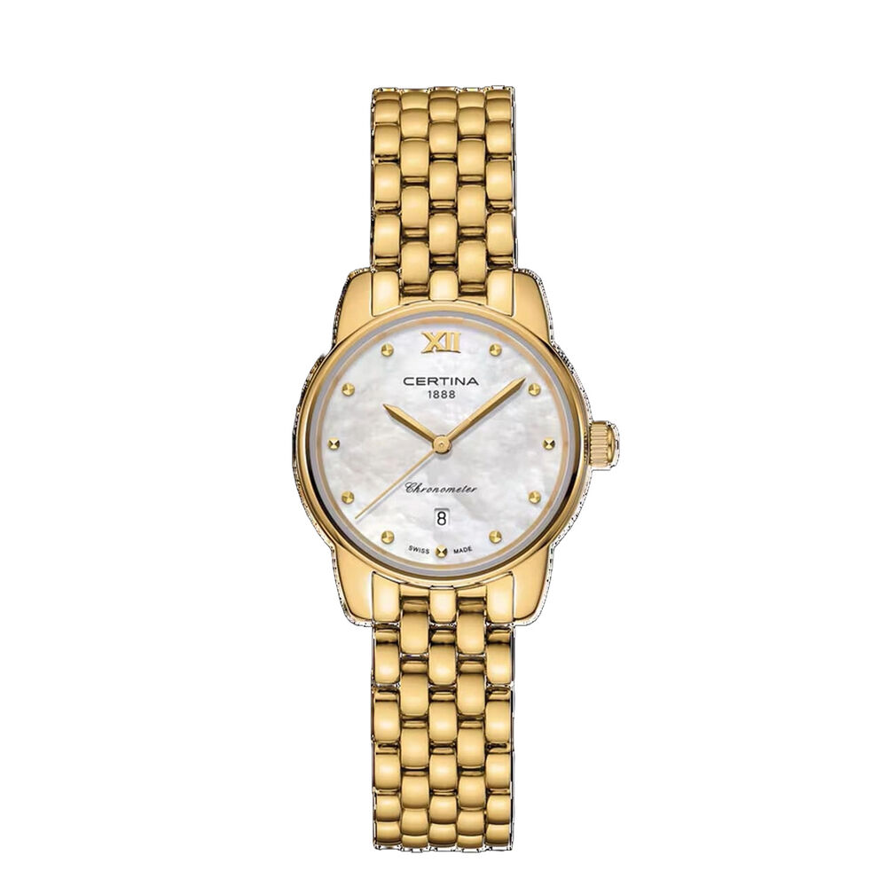 Certina DS-8 Lady 27mm Mother of Pearl Dial Gold Tone Steel Bracelet Watch image number 0