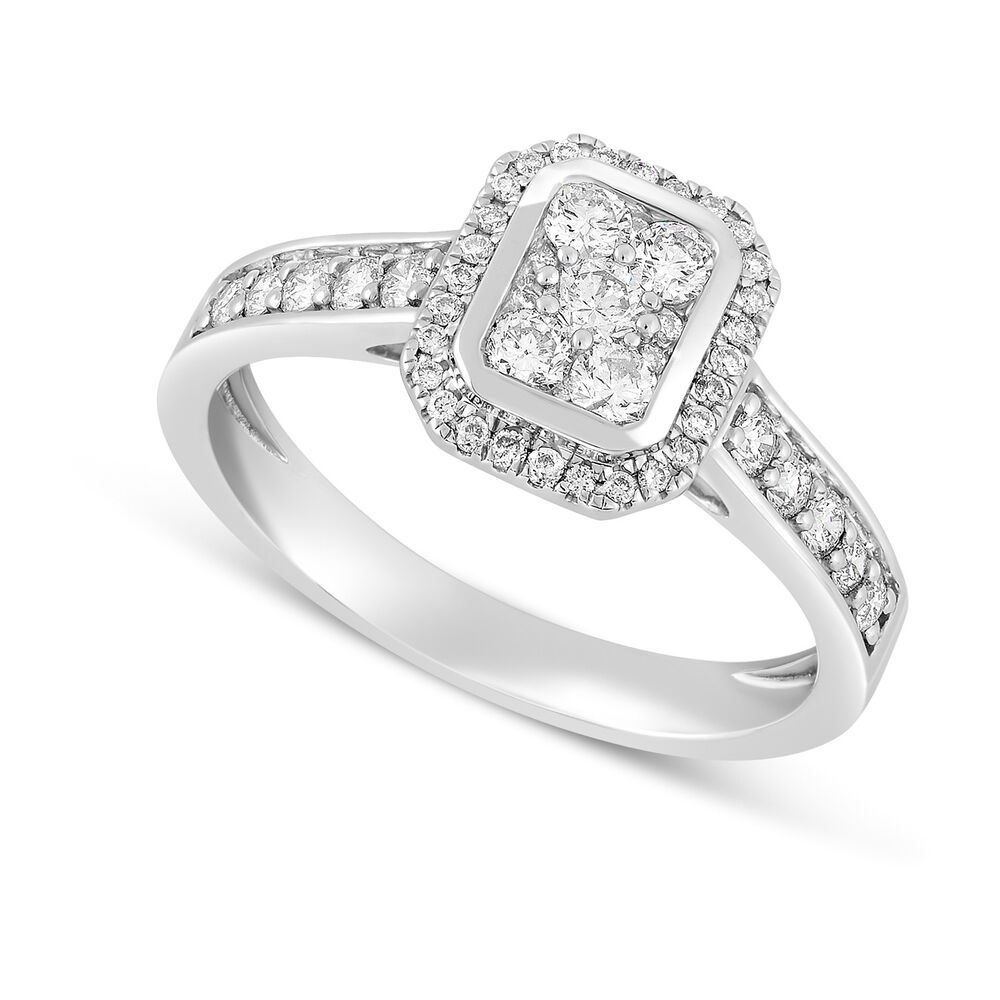 Mystere 18ct White Gold 0.50 Carat Diamond Cluster Engagement Ring image number 0