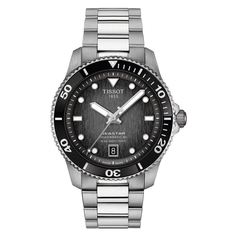 Tissot Seastar 1000 Powermatic 80 40mm Black Dial Silver Steel Bracelet Watch image number 0
