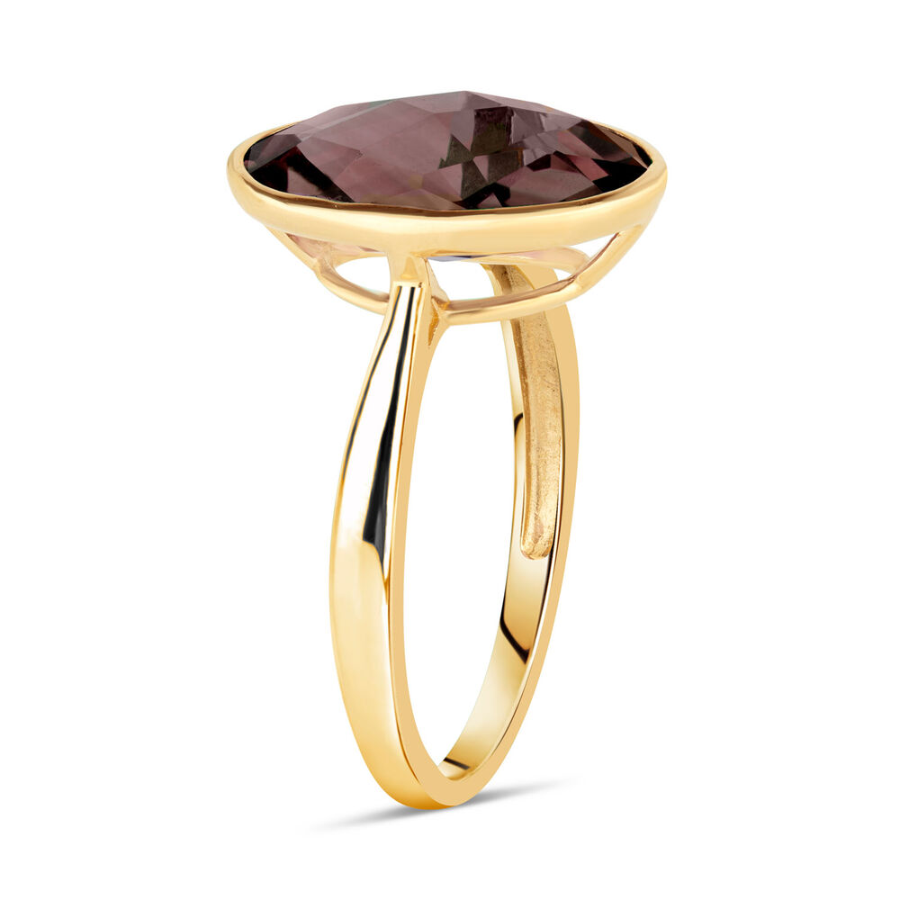 Ladies' 9ct Yellow Gold Oval Smokey Quartz Ring image number 3