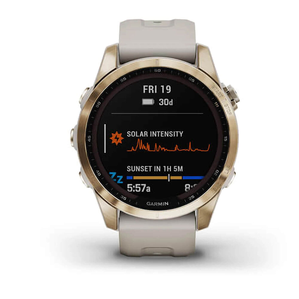 Garmin Fenix Sapphire Solar Gold Titanium Rubber Strap Watch