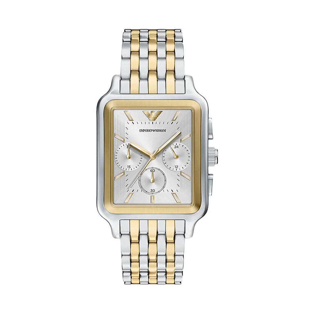 Emporio Armani Diego 38mm Silver Dial Two Tone Stainless Steel Bracelet Watch