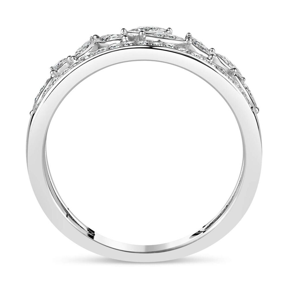 9ct White Gold 0.15ct Diamond Set Ladies' Crown Ring image number 2