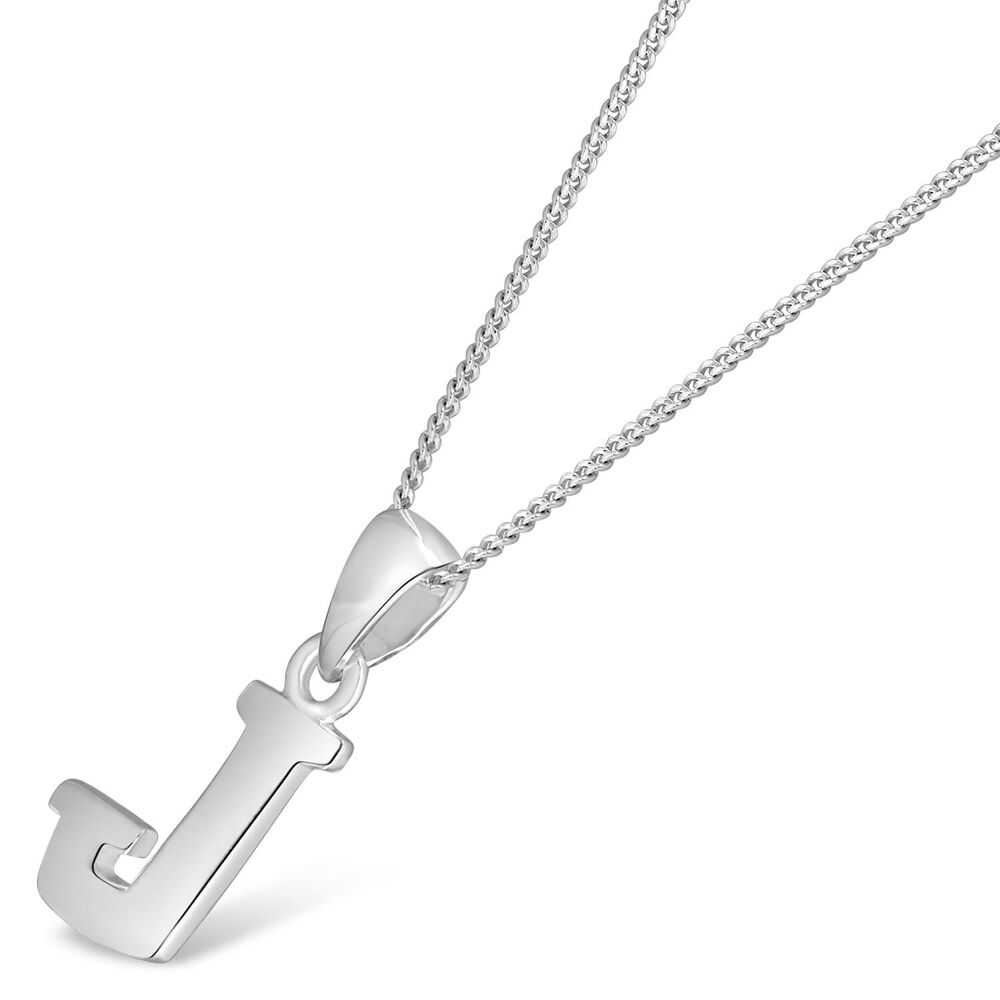 Sterling Silver Block Initial J Pendant image number 1