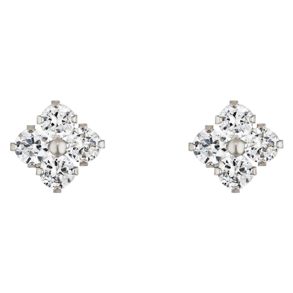 9ct White Gold Cubic Zirconia Stud Earrings image number 0