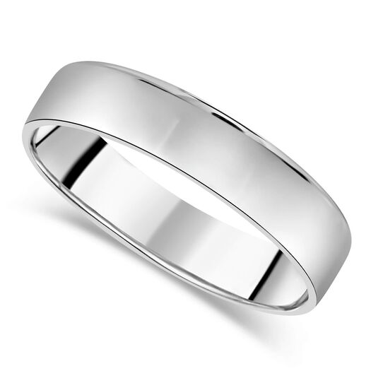 9ct White Gold Plain Men's 5mm Wedding Ring