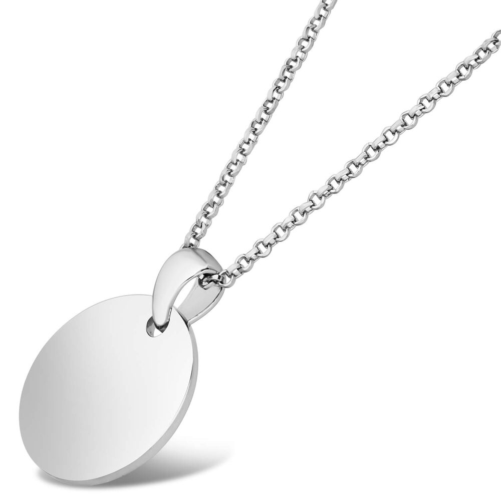 Sterling Silver Plain Round Disc Pendant Necklace (Chain Included)
