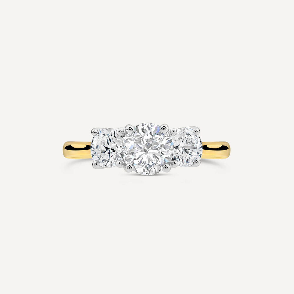 Born 18ct Yellow Gold 2ct 3 Stone Round Brilliant Diamond Ring