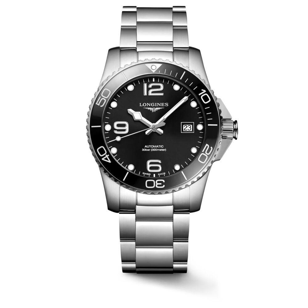 Longines Hydroconquest 41mm Black Dial Ceramic Bezel Steel Case Watch
