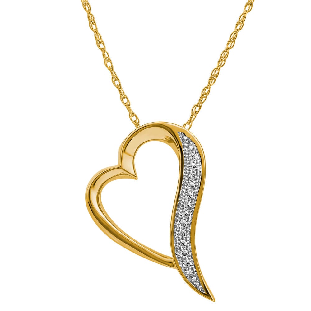9ct Yellow Gold 0.04 Carat Diamond Set Heart Pendant image number 0