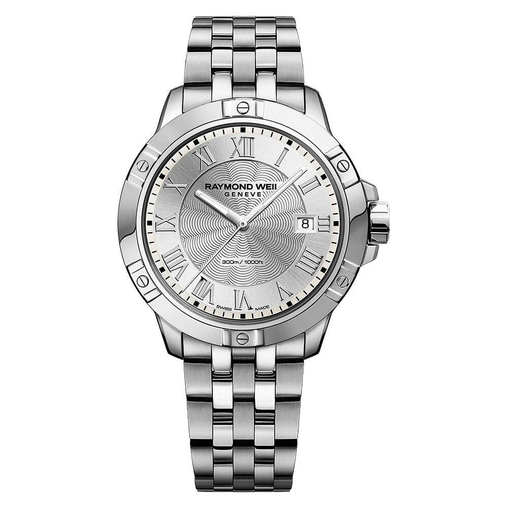 Pre-Owned Raymond Weil Tango 41mm Silver Dial Roman Numeral Stainless Steel Bracelet Watch