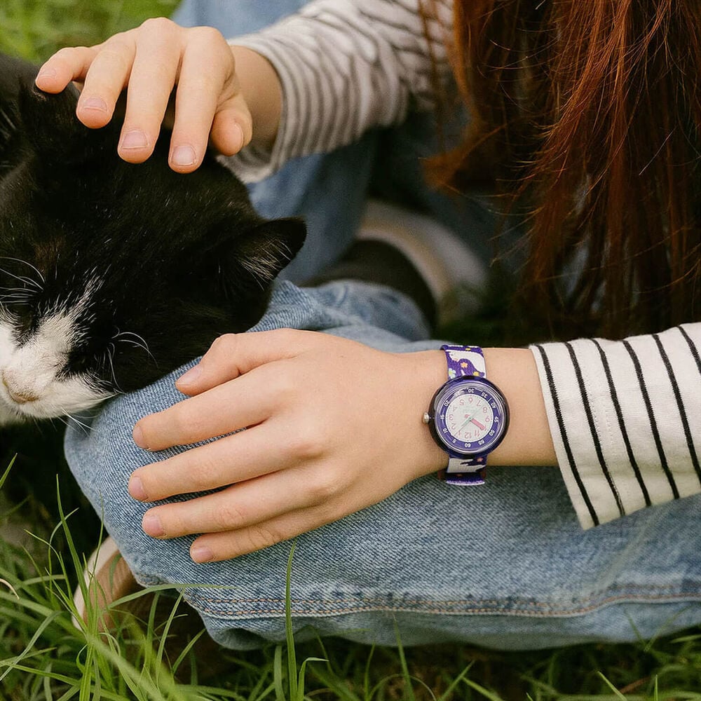 FLIK FLAK Fancy Cat 31.85mm Purple Dial Quartz Kids Watch image number 3