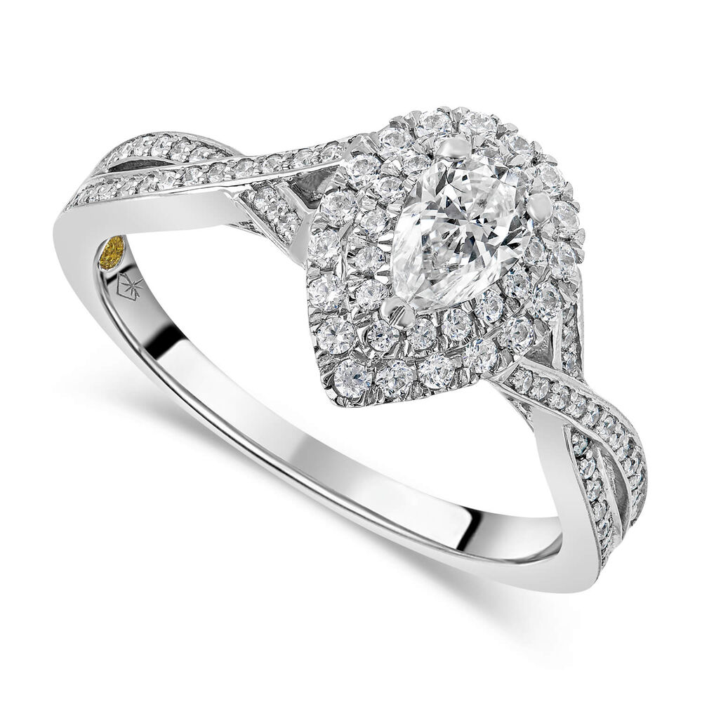 Northern Star 0.70ct Pear Diamond Twisted Shoulders 18ct White Gold Ring