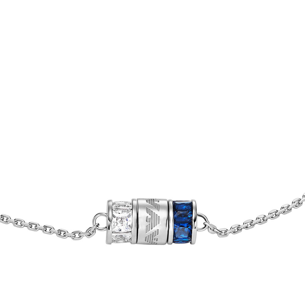 Emporio Armani Essentials Logo Blue Detail Stainless Steel Bracelet image number 1