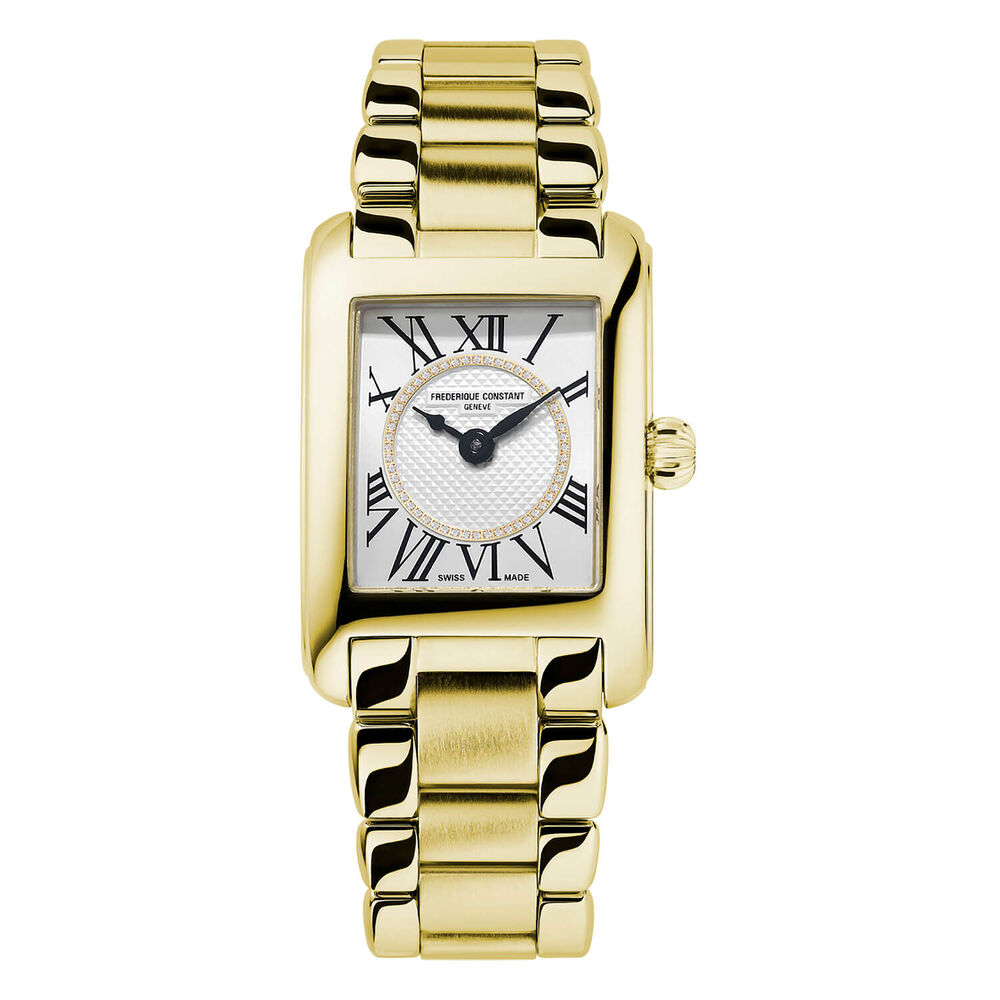 Frederique Constant Carre Quartz Yellow Gold Plated Bracelet Watch