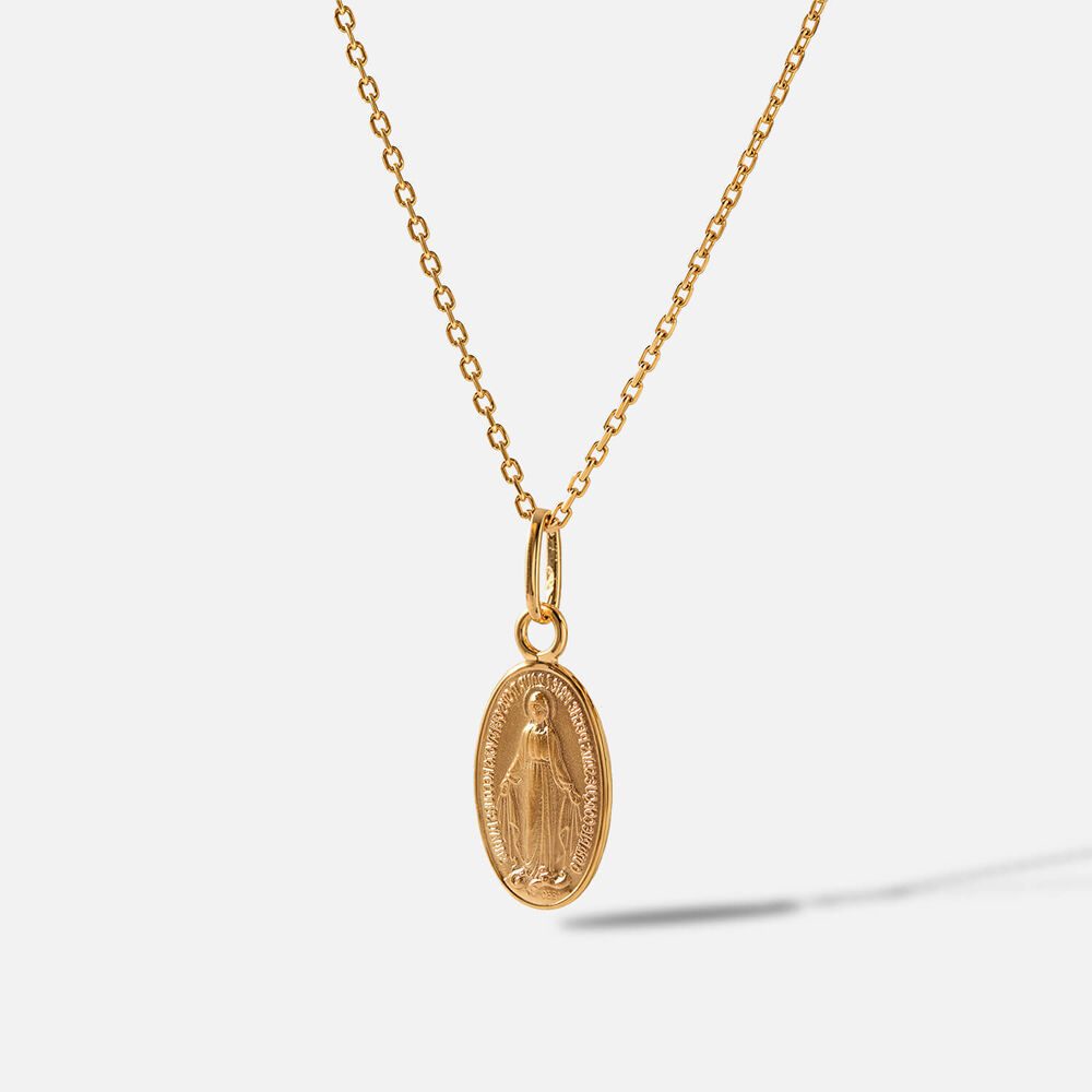 Yellow Gold Plated Sterling Silver Miraculous Medal Pendant
