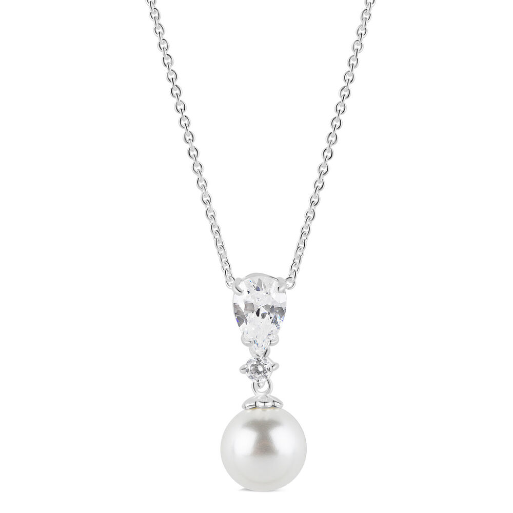 Sterling Silver and Pearl Pendant (Chain Included) image number 0
