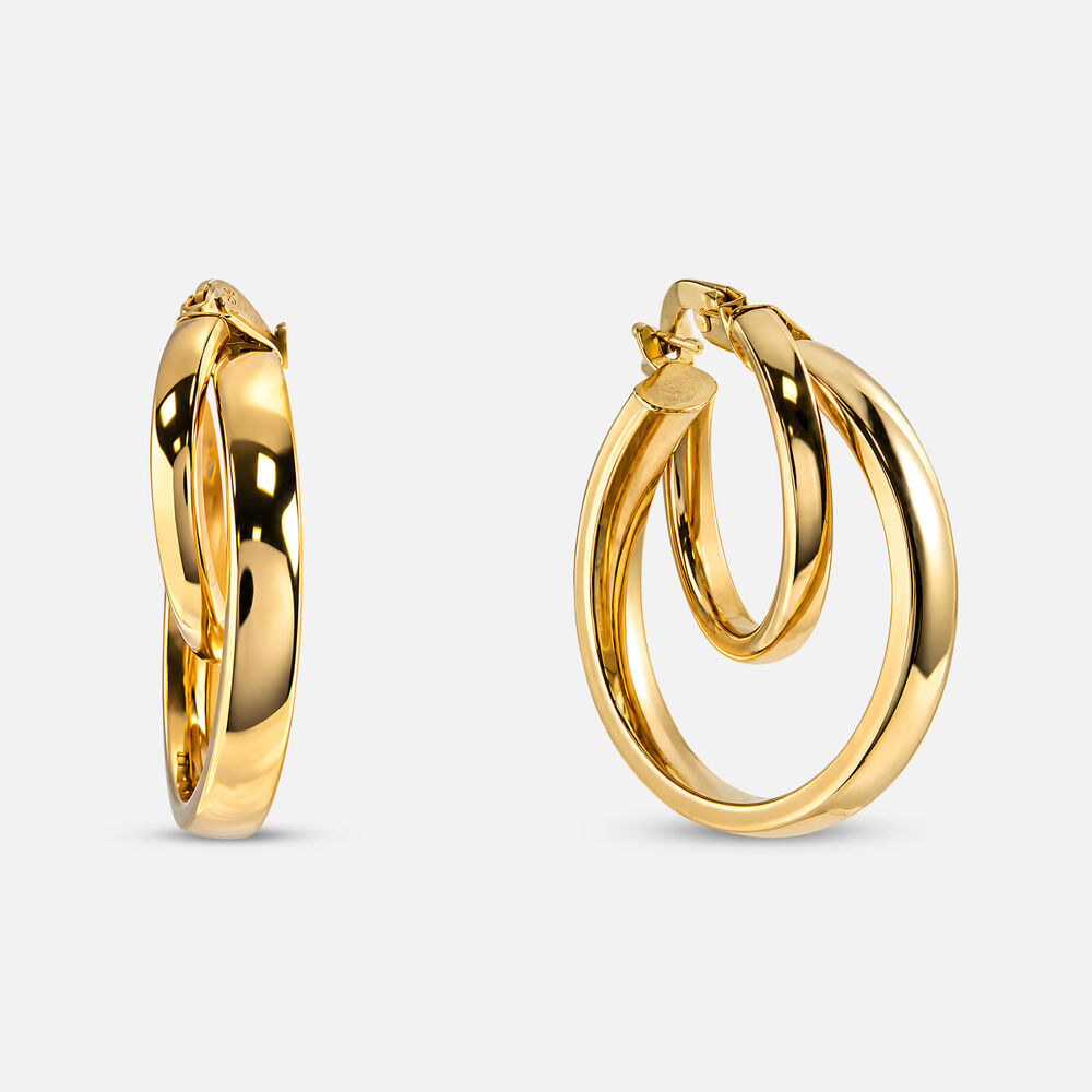 9ct Yellow Gold Double Circle Hoop Earrings
