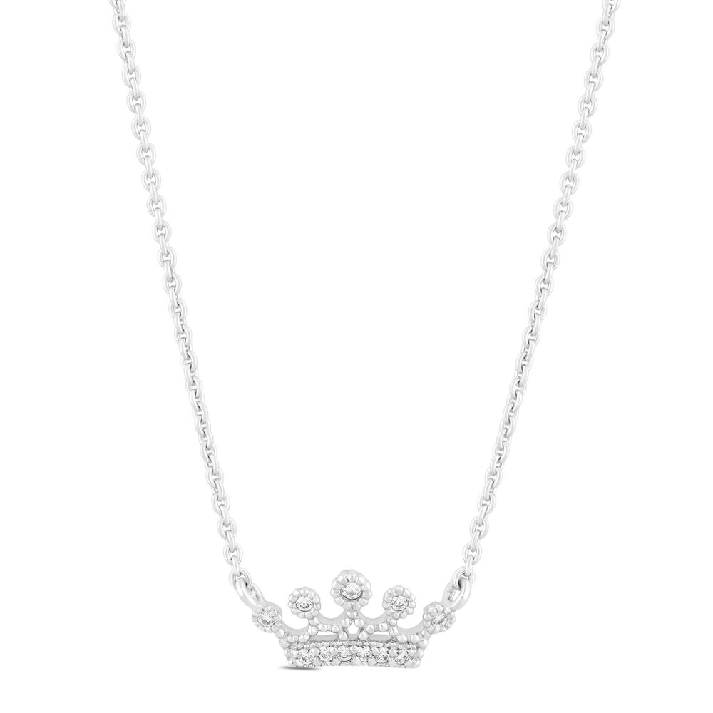 Little Treasure Sterling Silver Cubic Zirconia Crown Necklet