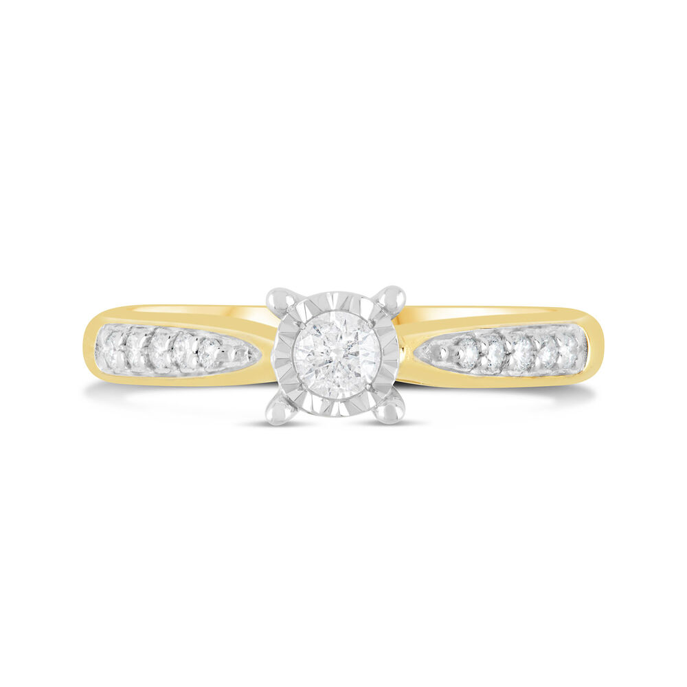 9ct Yellow and White Gold Illusion Set 0.19ct Diamond Ring