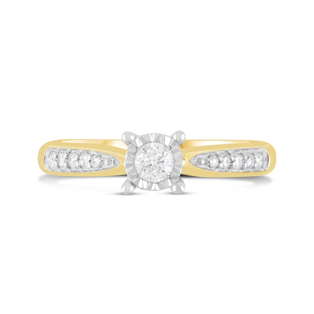 9ct Yellow and White Gold Illusion Set 0.19ct Diamond Ring image number 1