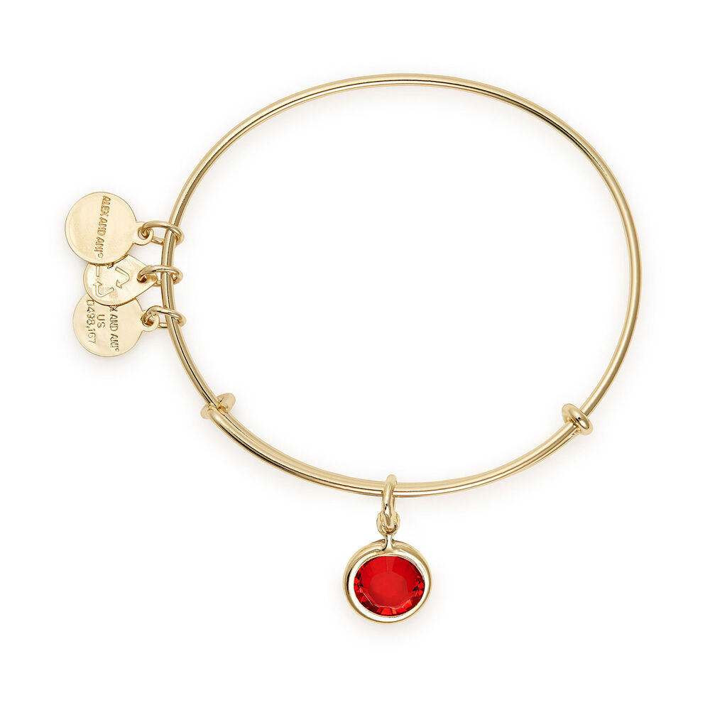 Alex And Ani Gold-Tone Light Siam Swarovski Crystal July Birthstone Bangle image number 1