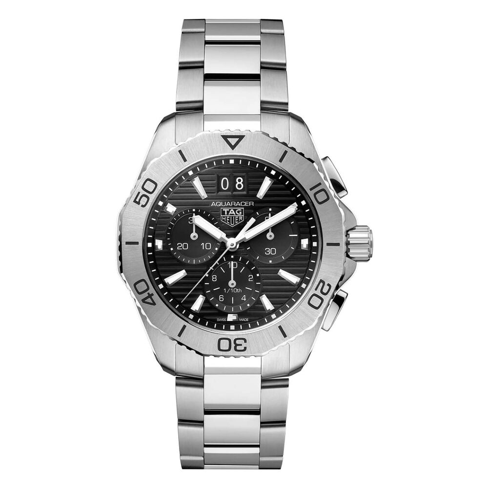 TAG Heuer Aquaracer Professional Chrono 40mm Black Dial Steel Bracelet Watch