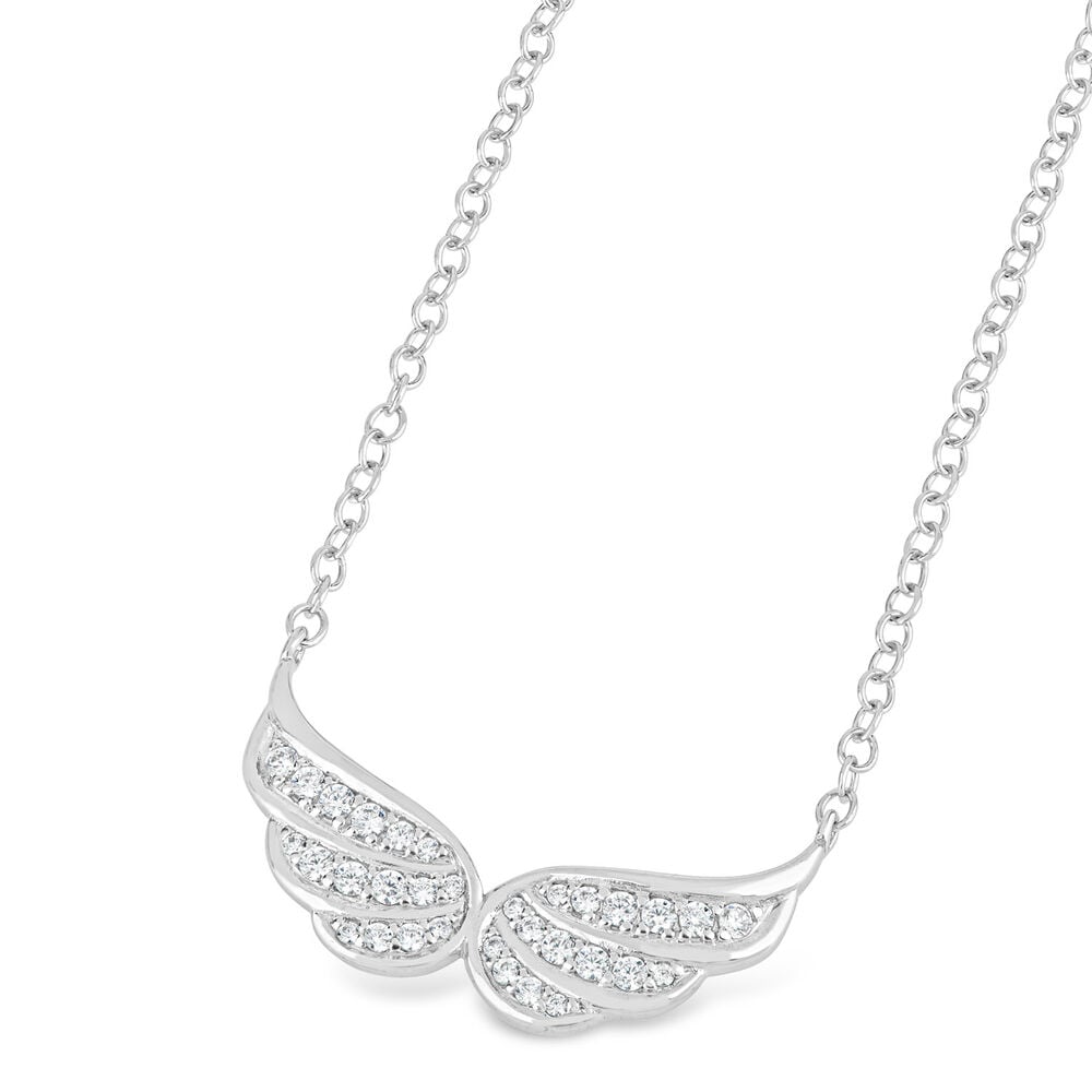 Sterling Silver Cubic Zirconia Wing Necklet image number 1