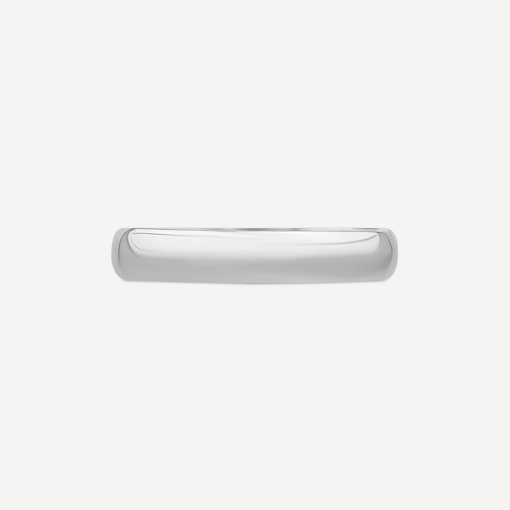 9ct White Gold 4mm Plain D-Shape Wedding Ring image number 1