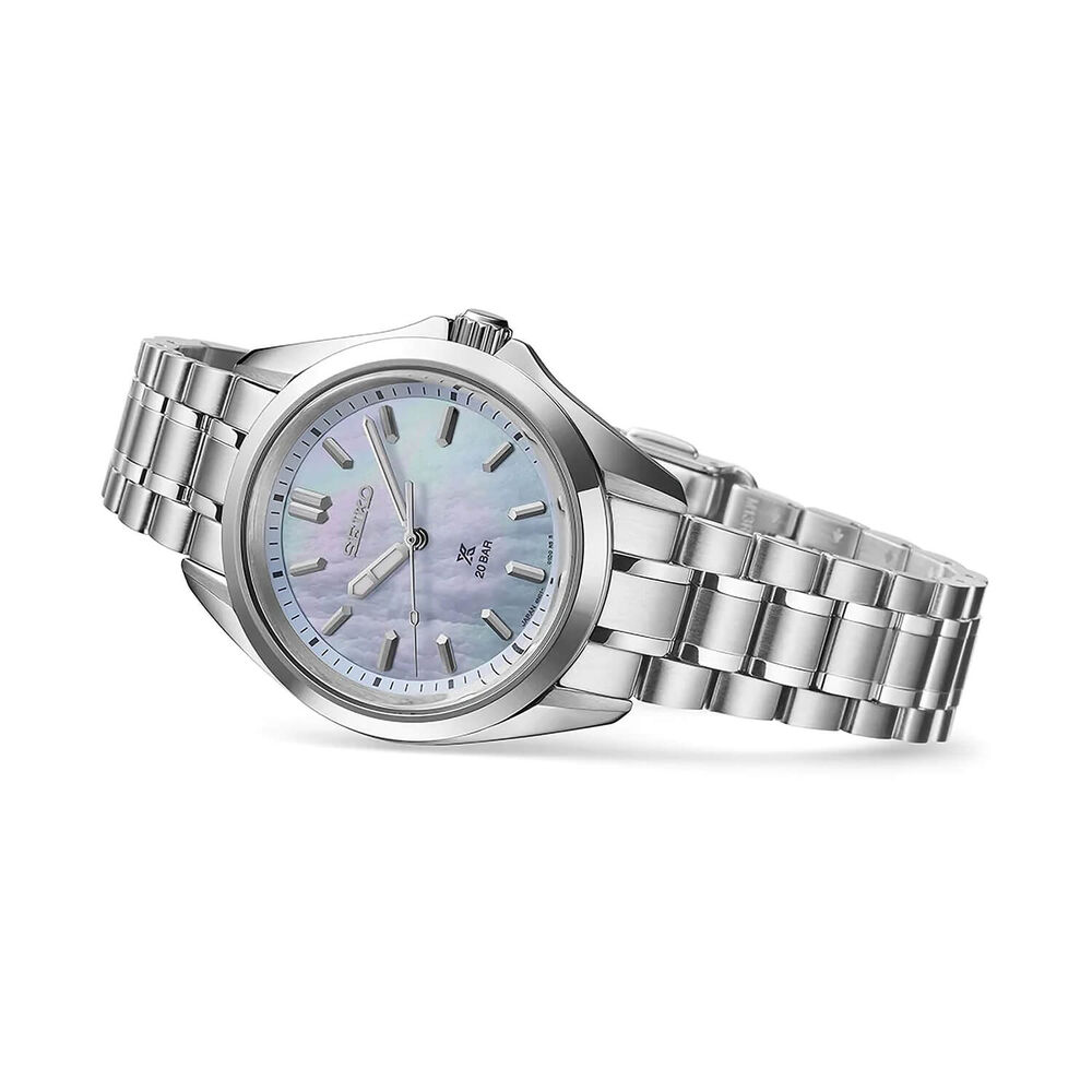 Seiko Prospex Sea 34mm Light Blue Mother of Pearl Dial Stainless Steel Bracelet Watch