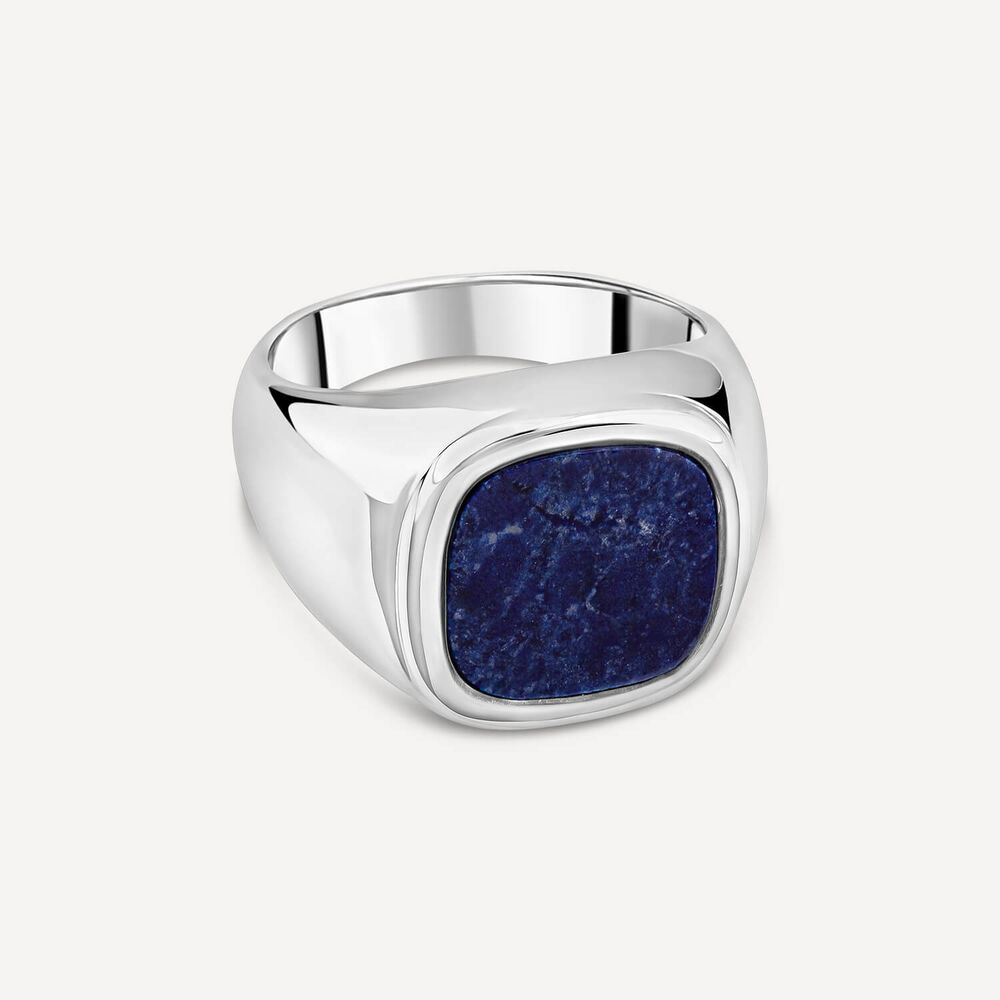 Sterling Silver Square Blue Lapis Signet Ring