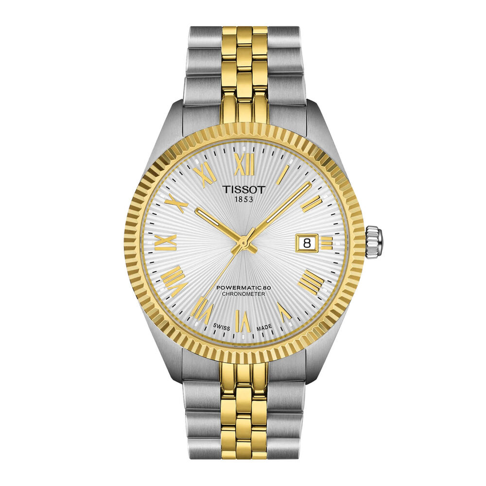 Tissot Ballade Powermatic 48 COSC 30mm Silver Dial Yellow Gold PVD Steel Bracelet Watch
