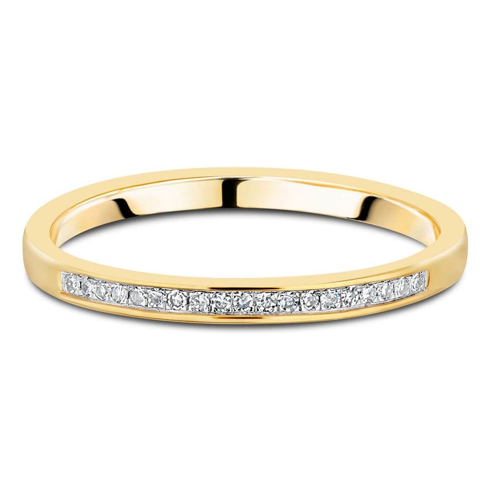 9ct Yellow Gold Channel 0.04ct Diamond Ladies Ring image number 4