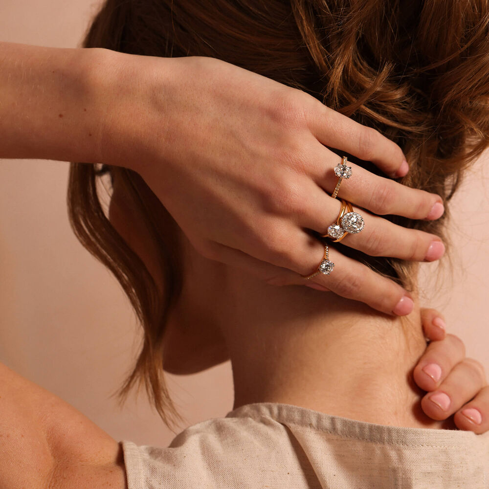 Born 18ct Yellow Gold Lab Grown 1.20ct Oval & Diamond Sides Ring image number 7