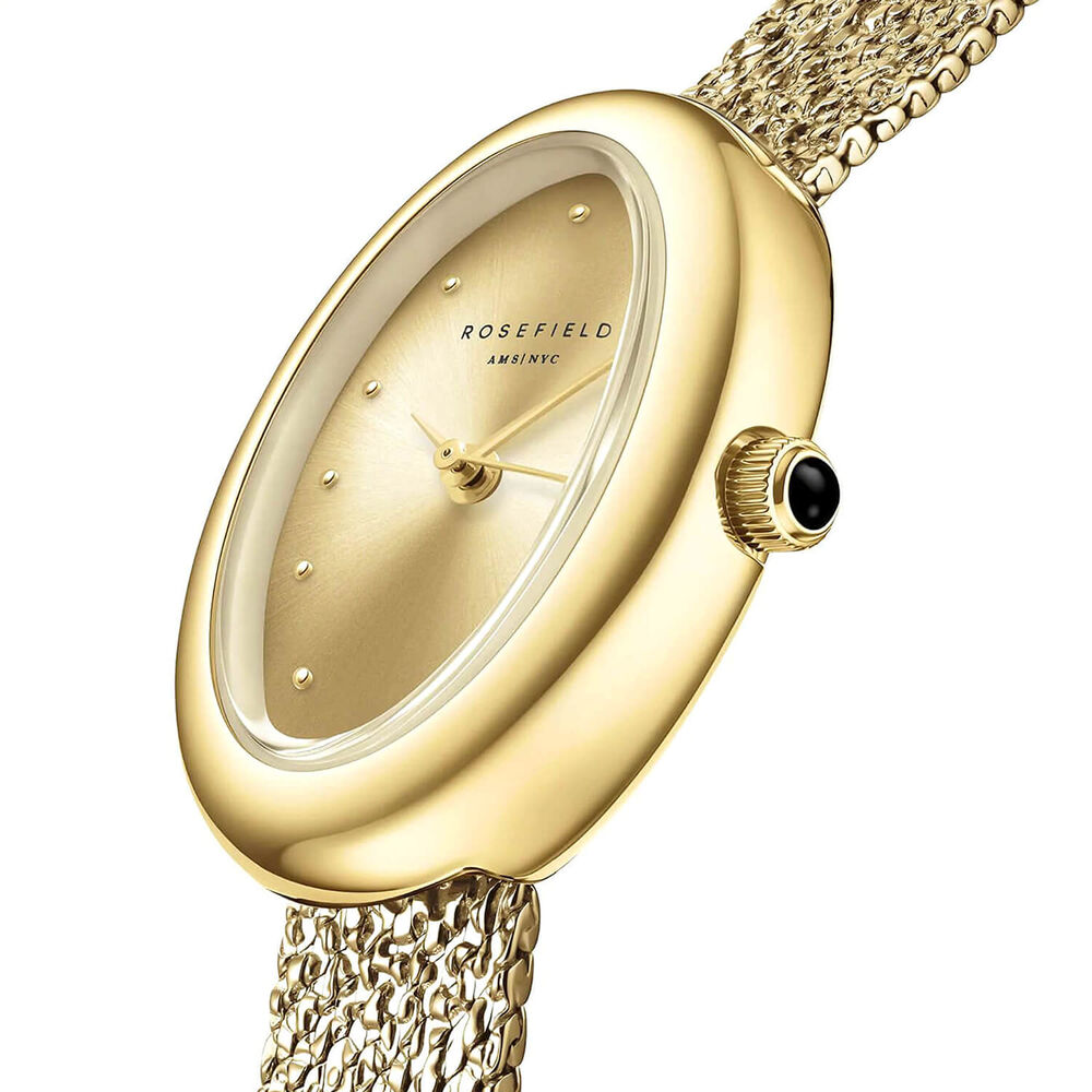 Rosefield Ovale 22x29mm Champagne Dial Gold Tone Stainless Steel Bracelet Watch