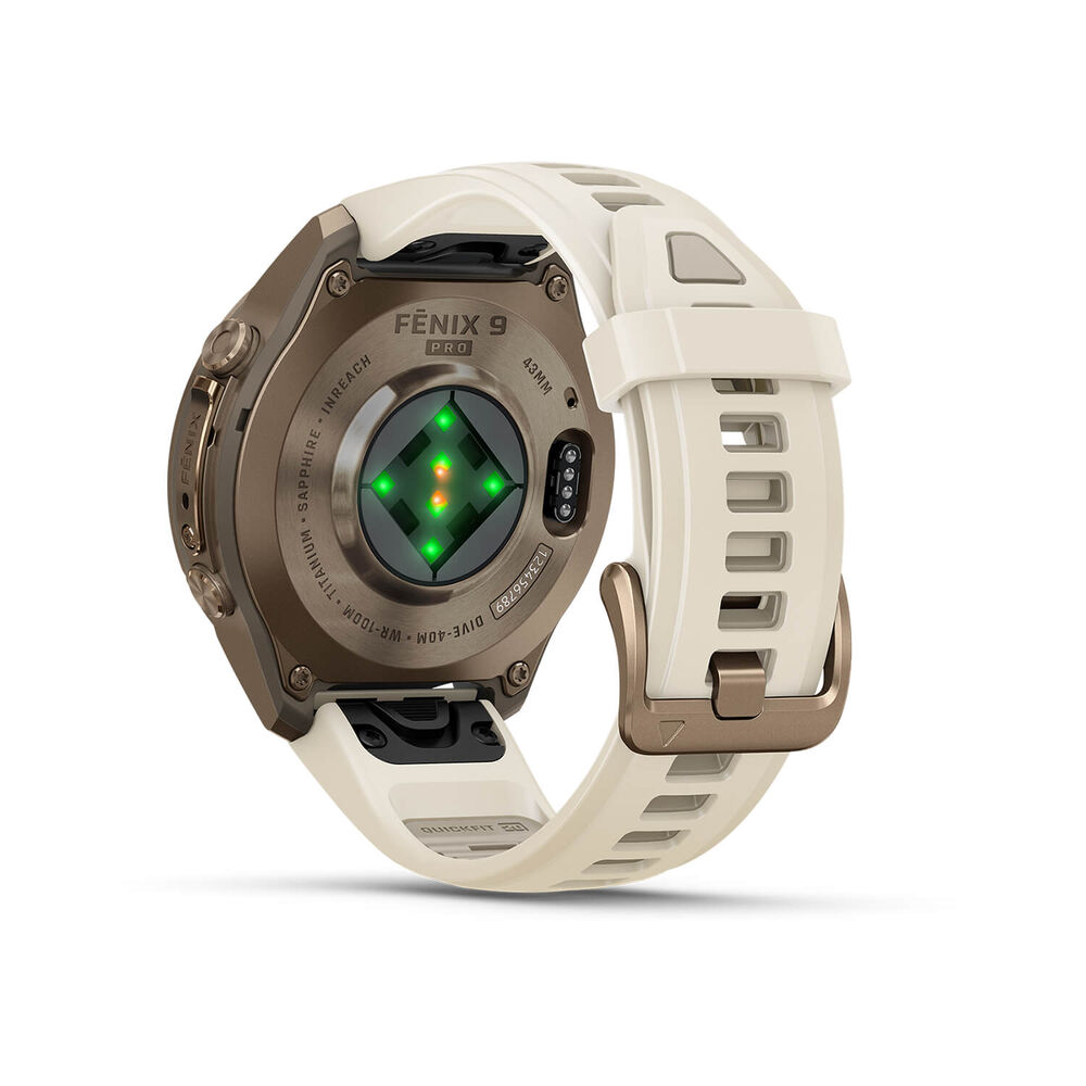 Garmin fenix 9 Pro 43mm Autumn Gold Titanium Cream/French Grey Silicone Strap Watch