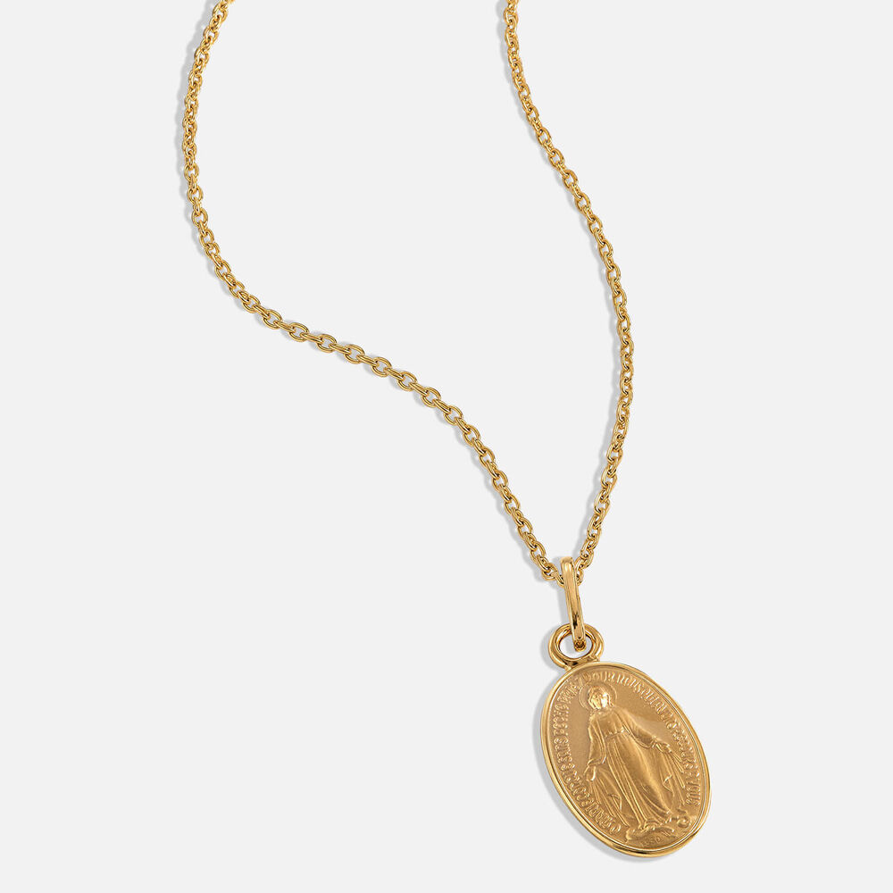 Yellow Gold Plated Sterling Silver Miraculous Medal Pendant