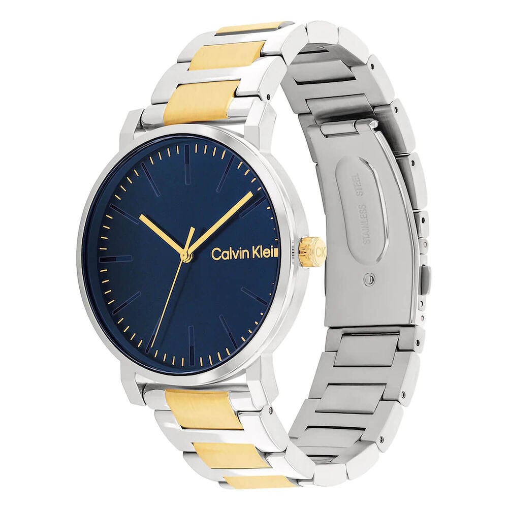 Calvin Klein Slate 43mm Blue Dial Steel Case Two Tone Bracelet Watch