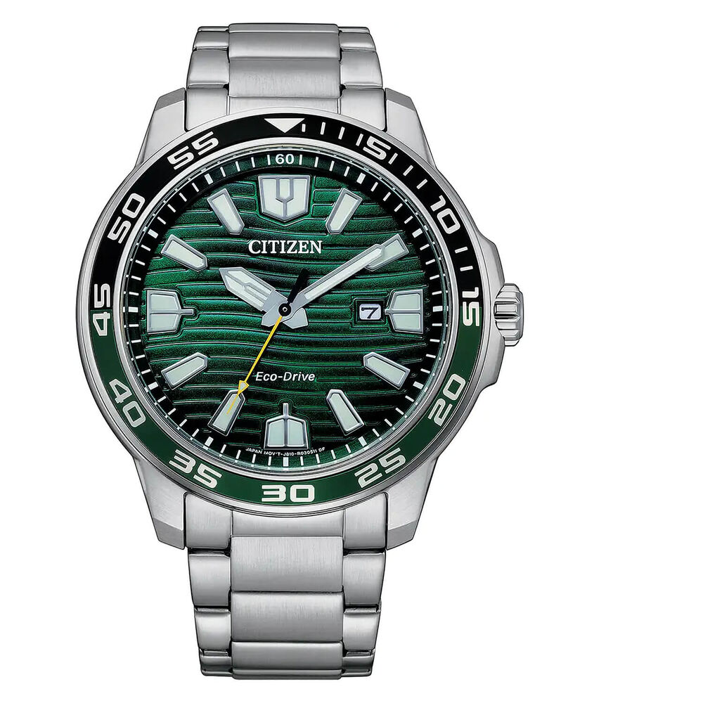 Citizen Eco-Drive Sport 45mm Green Dial Steel Bracelet Watch