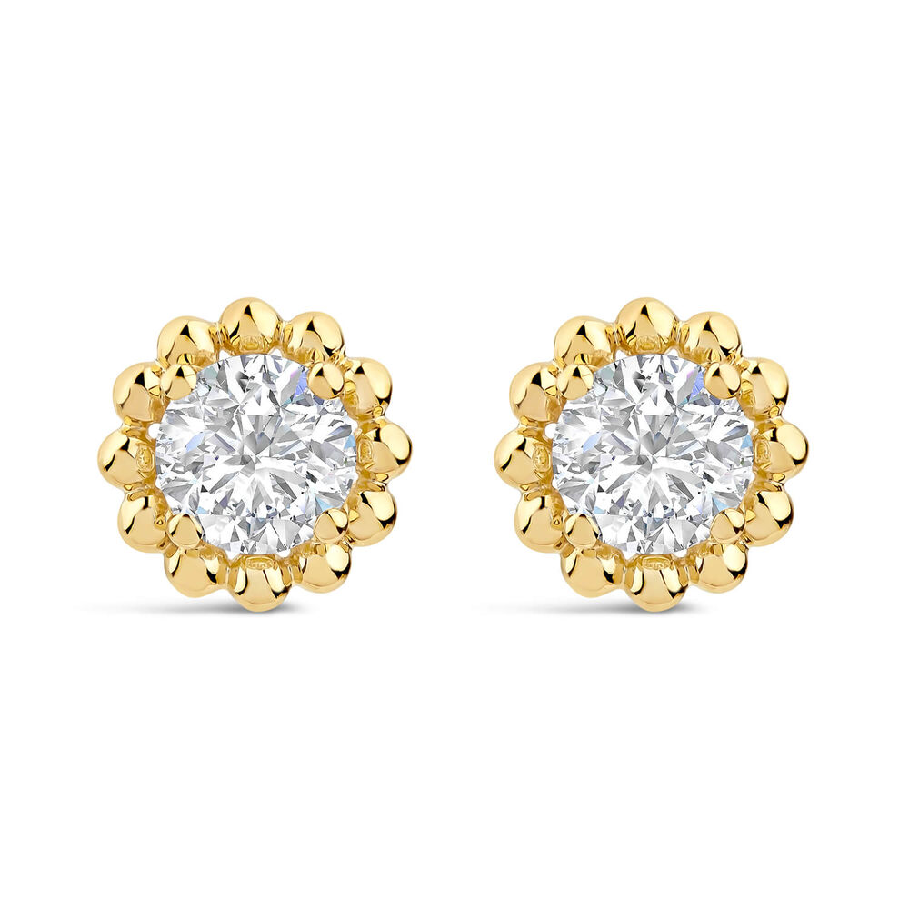 Born Granules 9ct Yellow Gold Lab Grown 1.00ct Diamond Round Stud Earrings image number 0