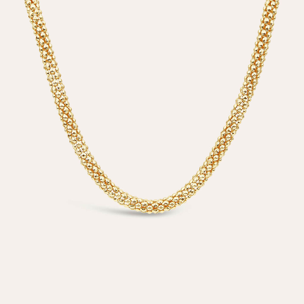 Silver & Yellow Gold Plated Popcorn Tube Necklet