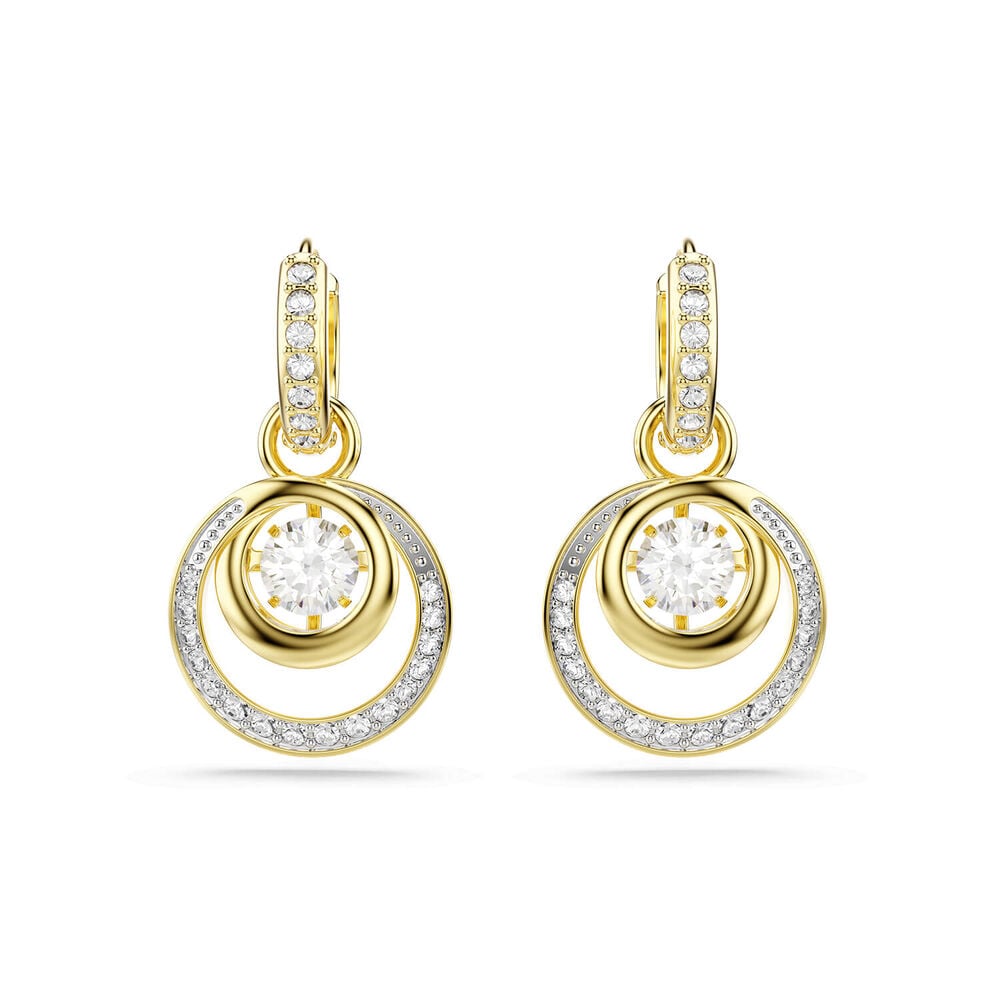 Swarovski Hyperbola Crystals & Cubic Zirconia 18ct Yellow Gold Finished Drop Earrings