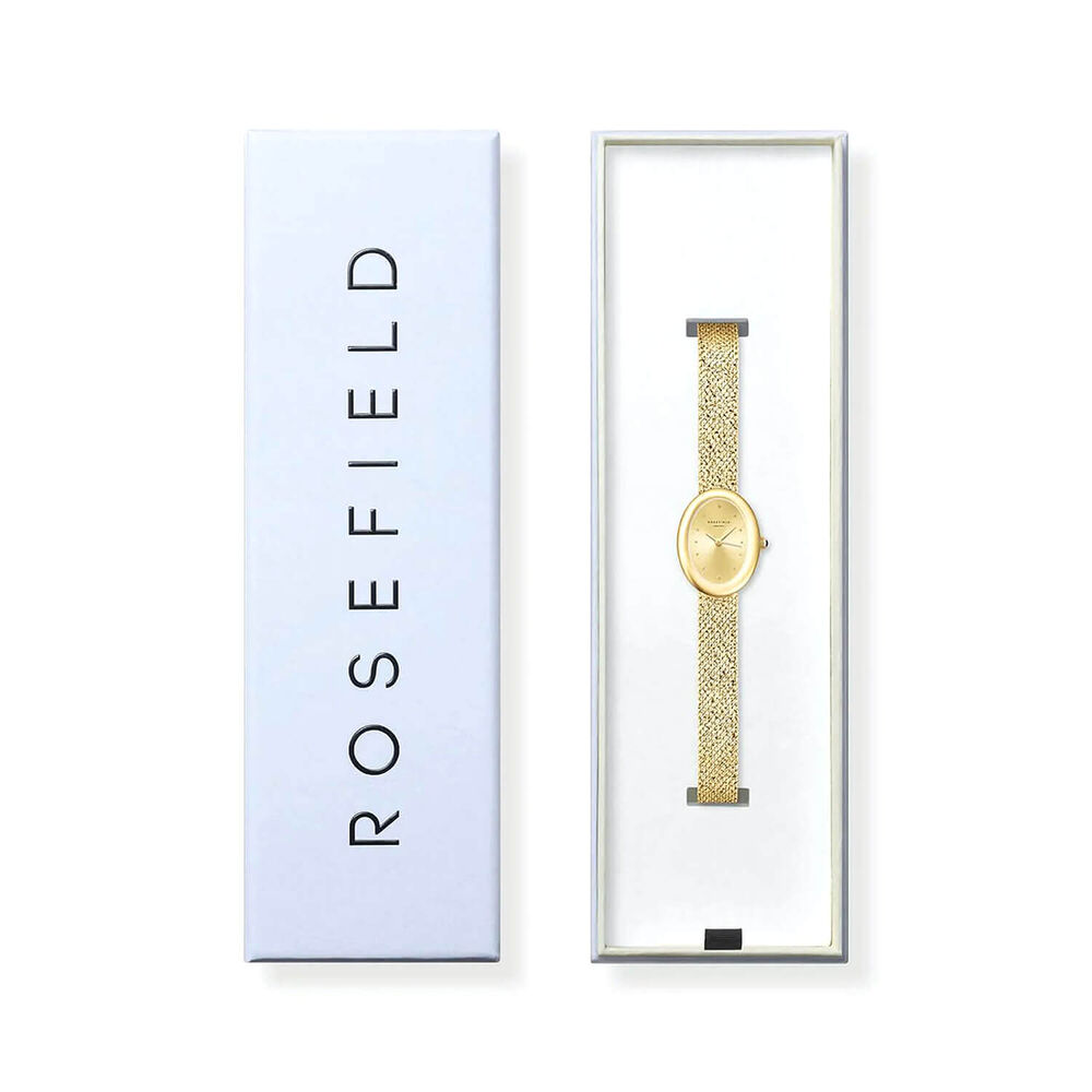 Rosefield Ovale 22x29mm Champagne Dial Gold Tone Stainless Steel Bracelet Watch