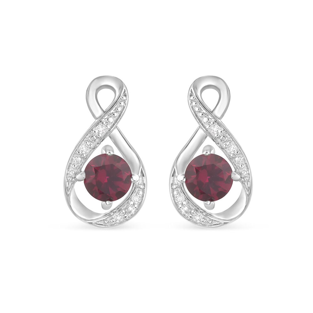 Sterling Silver and Cubic Zirconia July Birthstone Stud Earrings image number 0