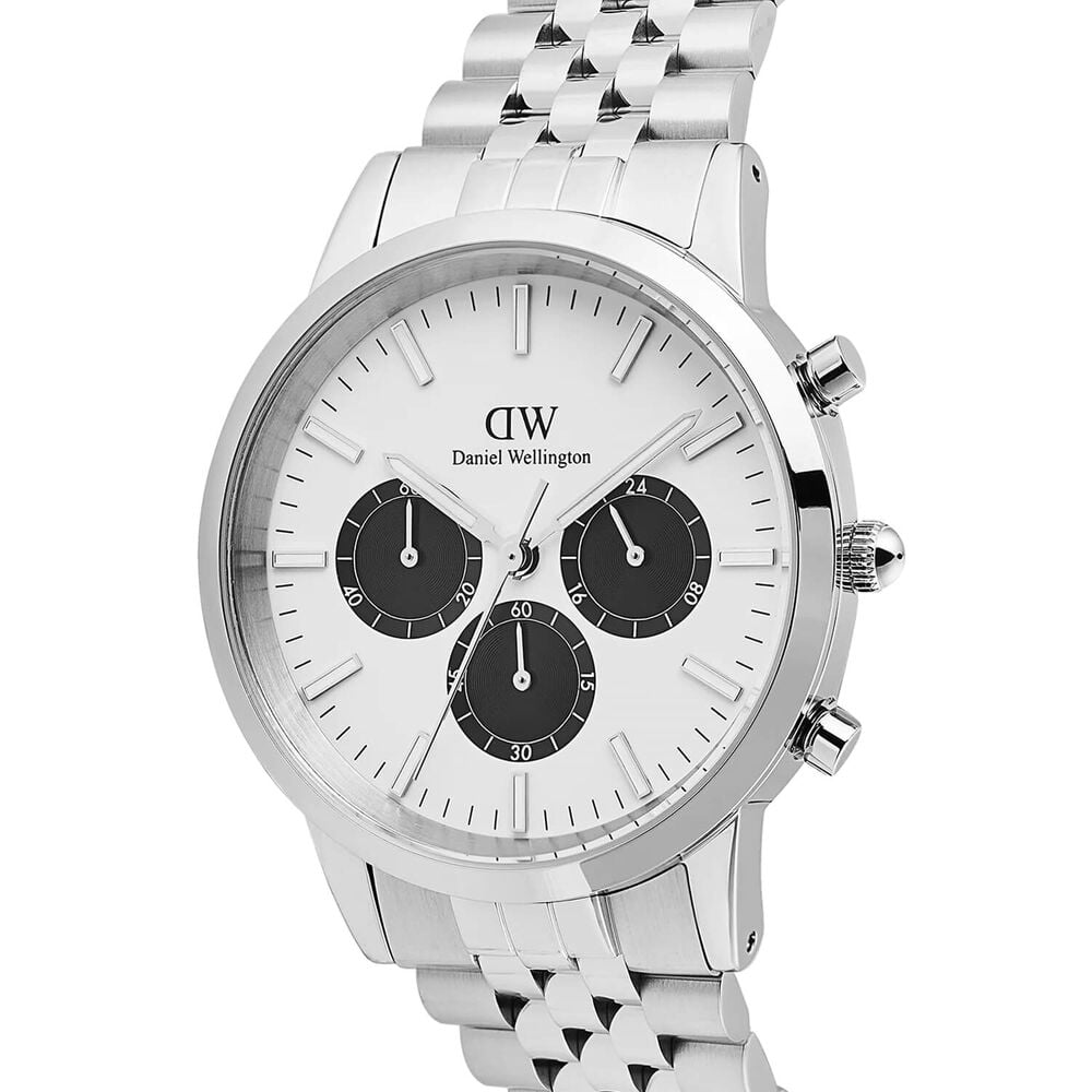 Daniel Wellington Iconic Chronograph 42mm White Panda Dial Steel Bracelet Watch image number 1